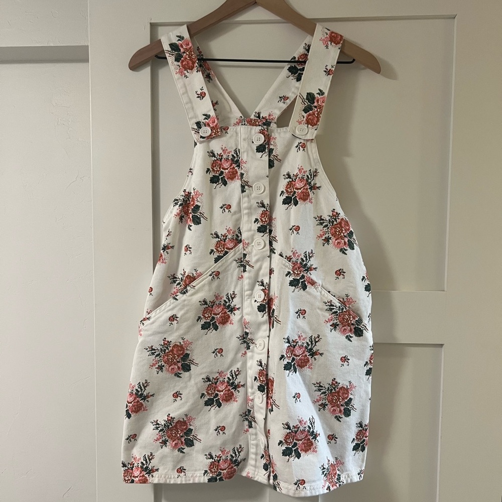 Floral Denim Overall Dress